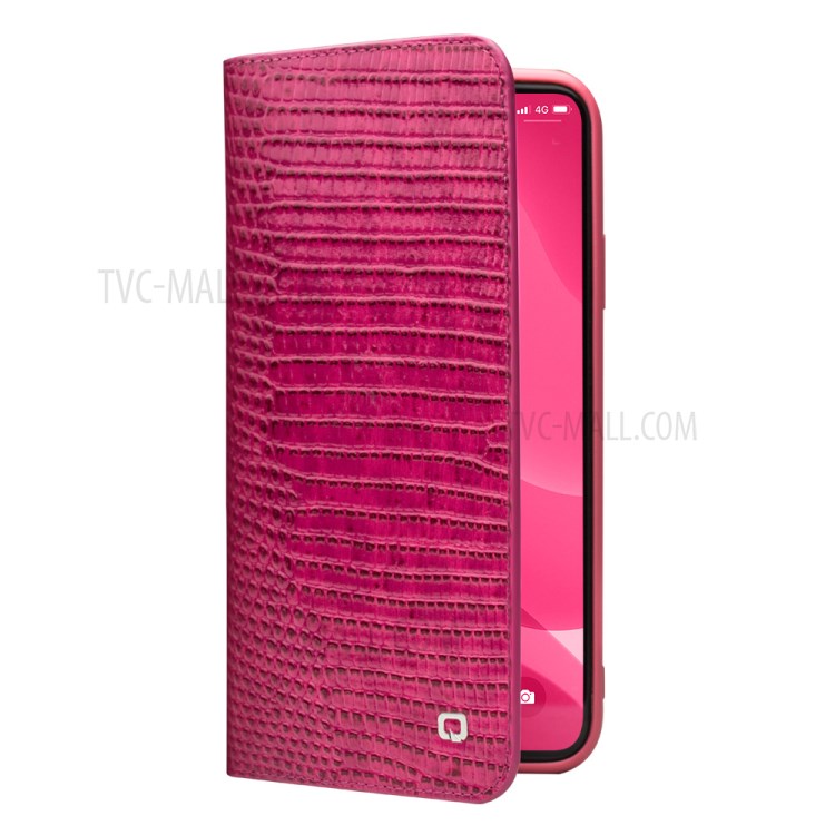 QIALINO Crocodile Texture Cowhide Leather Shell for iPhone 12 Pro Max - Rose-2