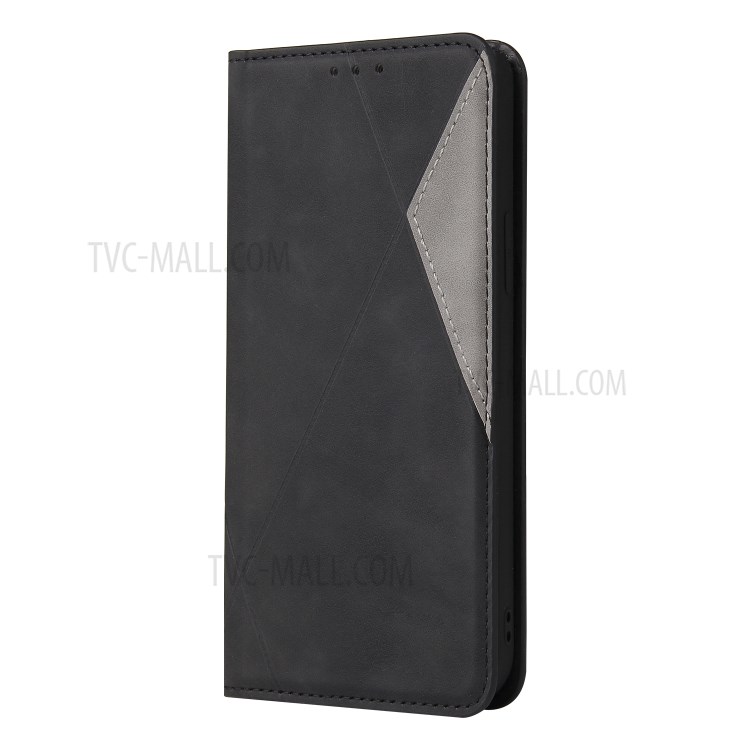 Geometric Splicing Leather Protective Case for iPhone XS 5.8 inch - Black-6