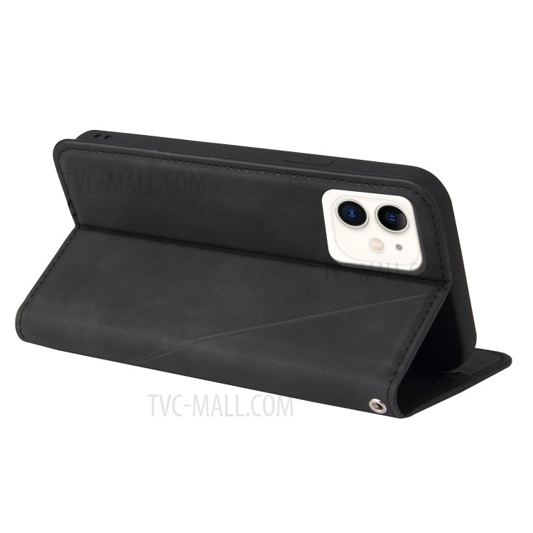 Geometric Splicing Card Slots Stand Leather Case for iPhone 12 mini - Black-4