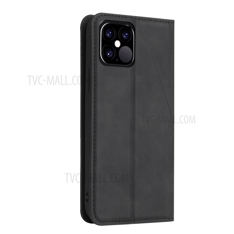 Geometric Splicing Card Slots Stand Leather Case for iPhone 12 Pro Max - Black-5