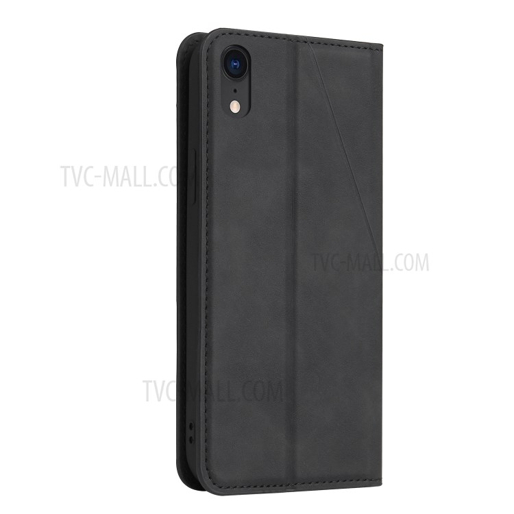 Geometric Splicing Card Slots Stand Leather Case for iPhone XR 6.1-inch - Black-5