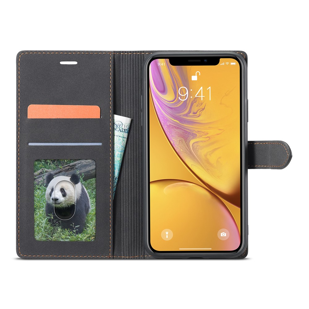 FORWENW F1 Series Case for iPhone XR 6.1 inch Leather Wallet Stand Cover - Black-6