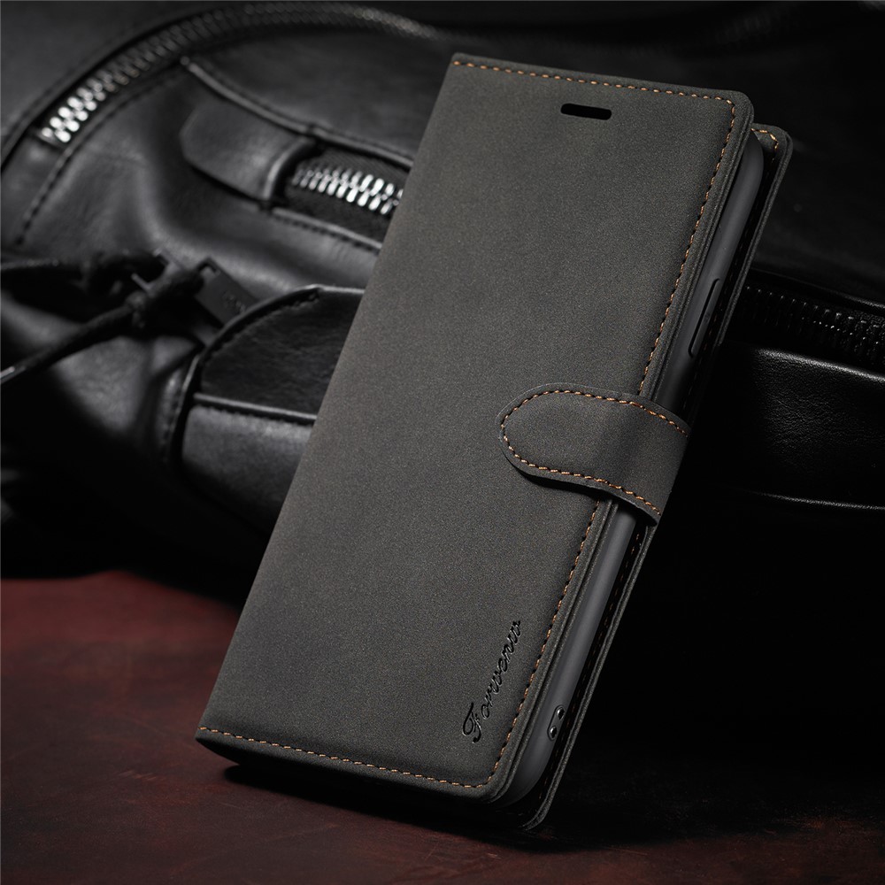 FORWENW F1 Series Case for iPhone XR 6.1 inch Leather Wallet Stand Cover - Black-8