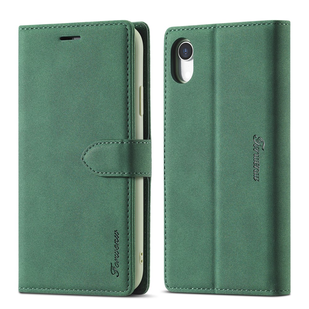 FORWENW F1 Series Case for iPhone XR 6.1 inch Leather Wallet Stand Cover - Green