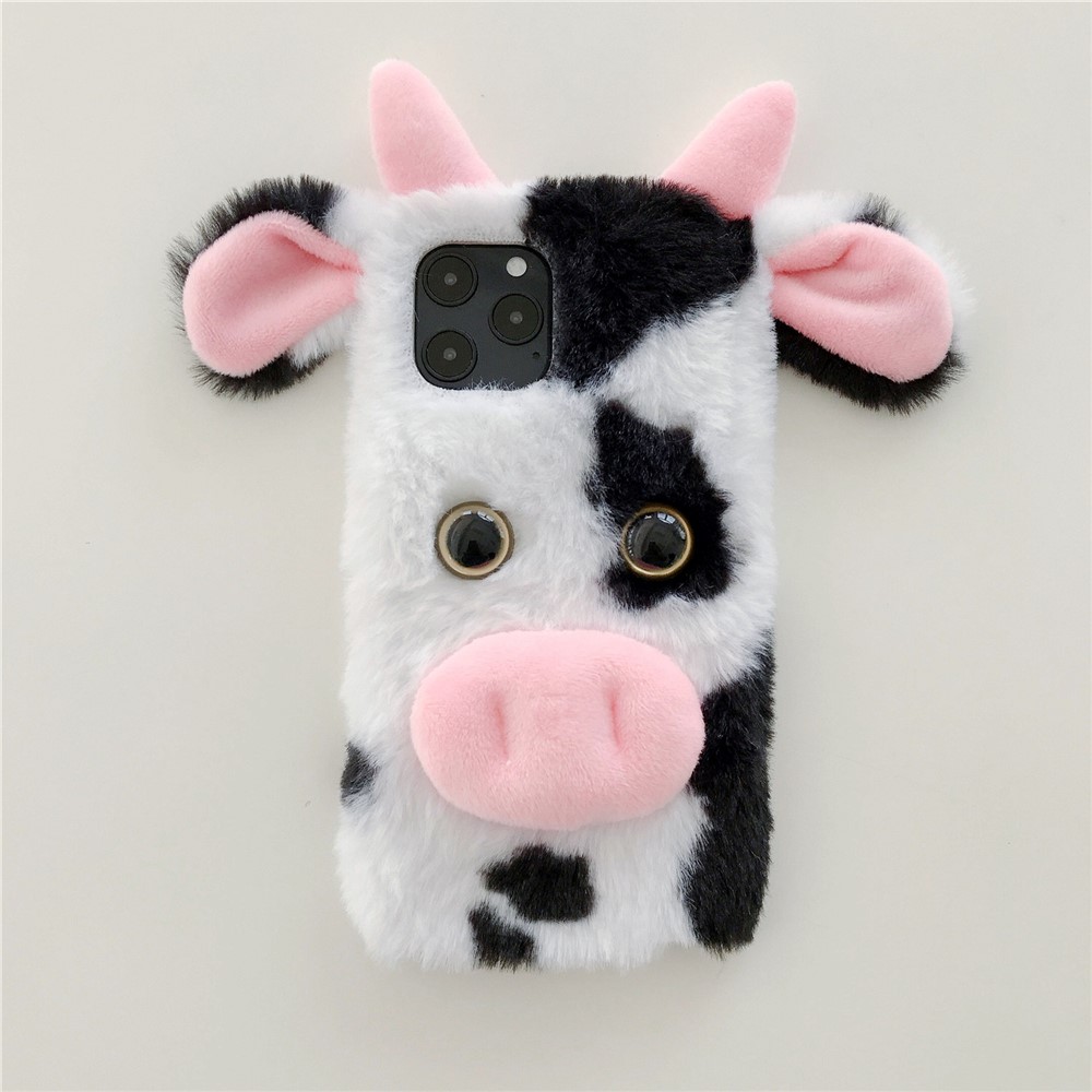 Cows Style Fur Coated TPU Phone Case for iPhone 12 Mini - Black-4