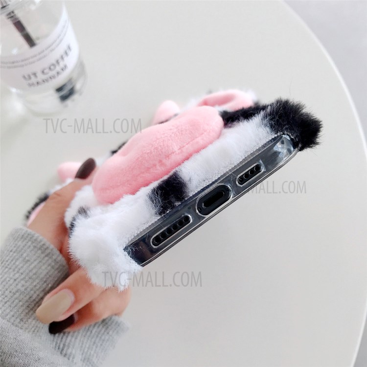 Cows Style Fur Coated TPU Phone Case for iPhone 12 - Black-3