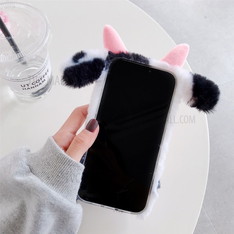 Cows Style Fur Coated TPU Phone Case for iPhone 12 - Black-5