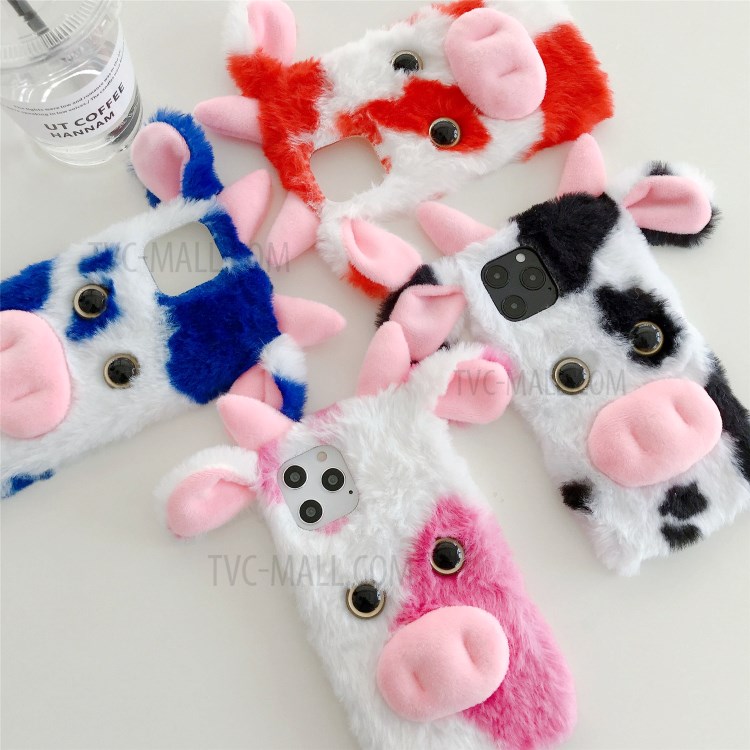 Cows Style Fur Coated TPU Phone Case for iPhone 12 - Black-6