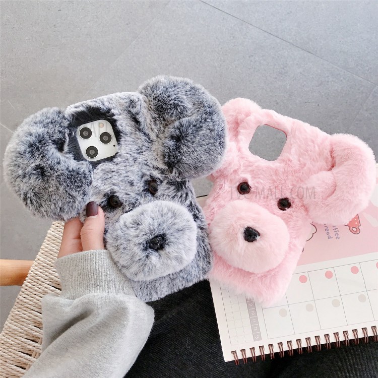 Dog Style Fur Coated TPU Phone Cover for iPhone 12 Pro Max - Grey-8