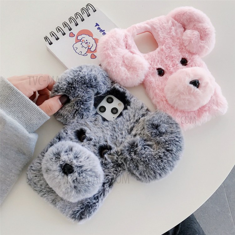 Dog Style Fur Coated TPU Phone Cover for iPhone 12 Mini - Grey-7