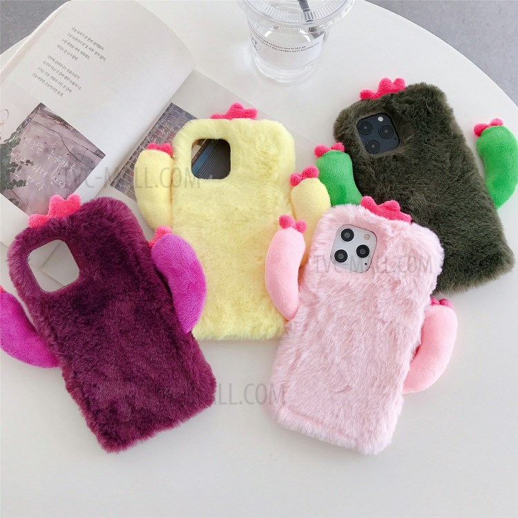 Cactus Style Fur Coated TPU Phone Cover for iPhone 12 Pro Max - Wine Red-5