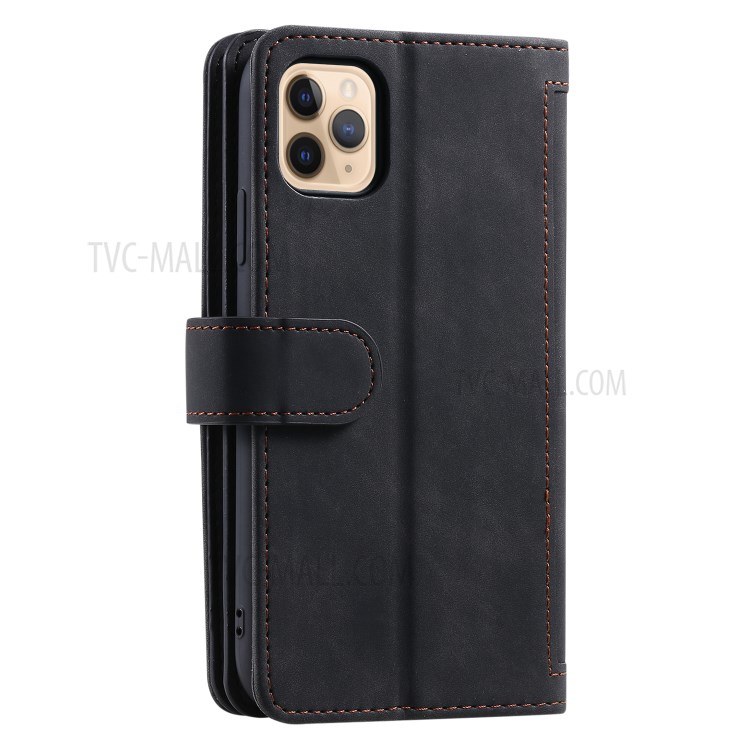 Leather Wallet Zipper Pocket 9 Card Slots Case Cover for iPhone 12 Pro Max 6.7-inch - Black-7