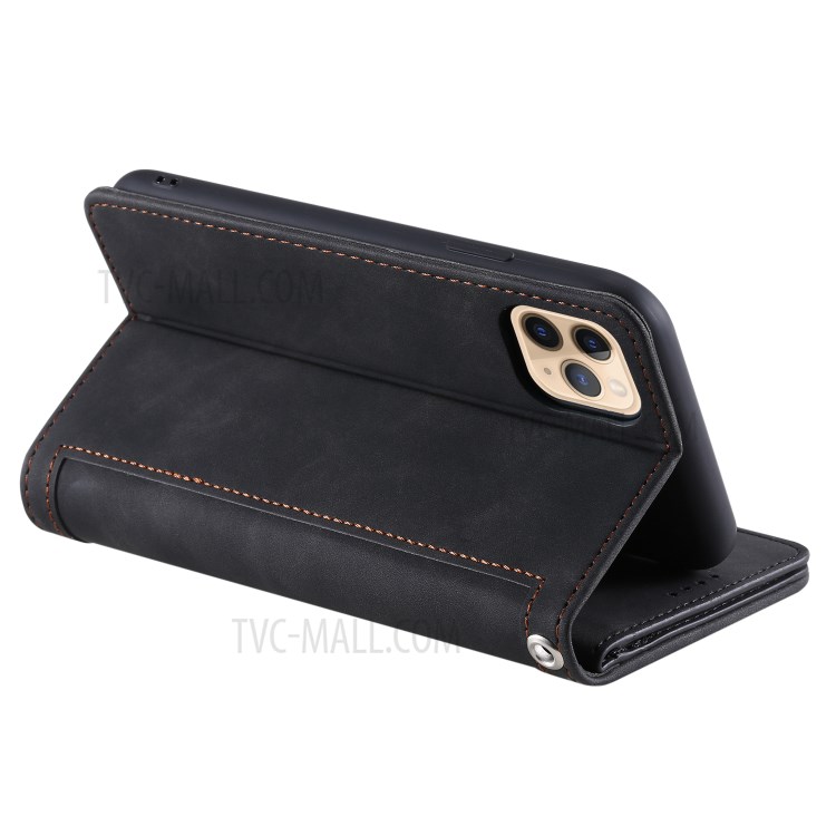 Leather Wallet Zipper Pocket 9 Card Slots Case Cover for iPhone 12 Pro Max 6.7-inch - Black-9