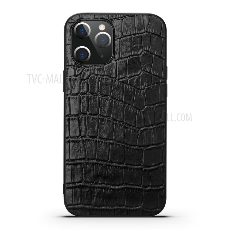 Crocodile Texture Genuine Leather Coated TPU Phone Case for iPhone 12 Pro Max - Black-2