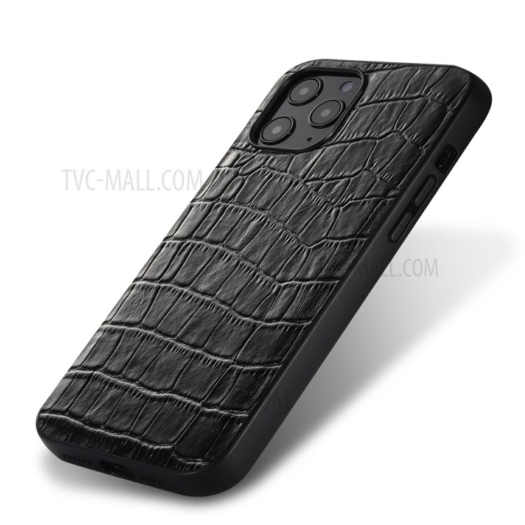 Crocodile Texture Genuine Leather Coated TPU Phone Case for iPhone 12 Pro Max - Black-5