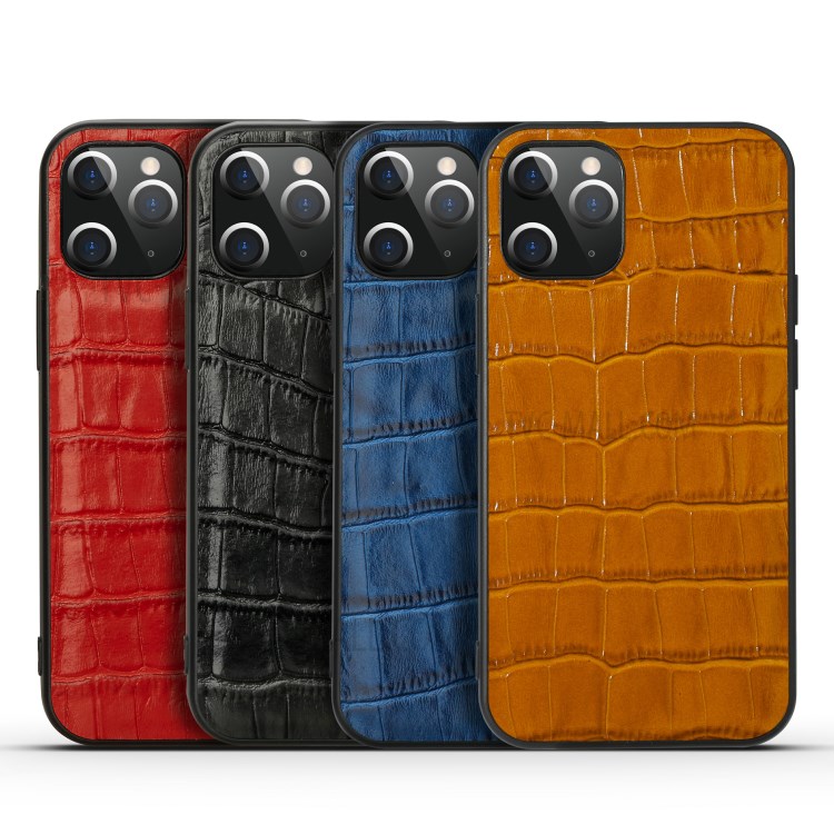 Crocodile Texture Genuine Leather Coated TPU Phone Case for iPhone 12 Pro Max - Black-9