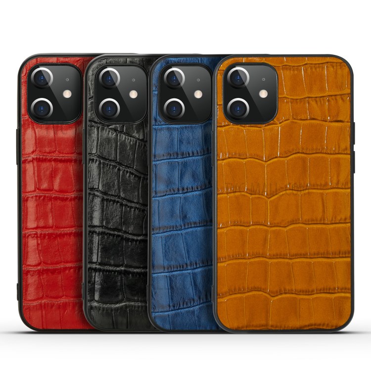 Crocodile Texture Genuine Leather Coated TPU Phone Case for iPhone 12 mini - Black-7