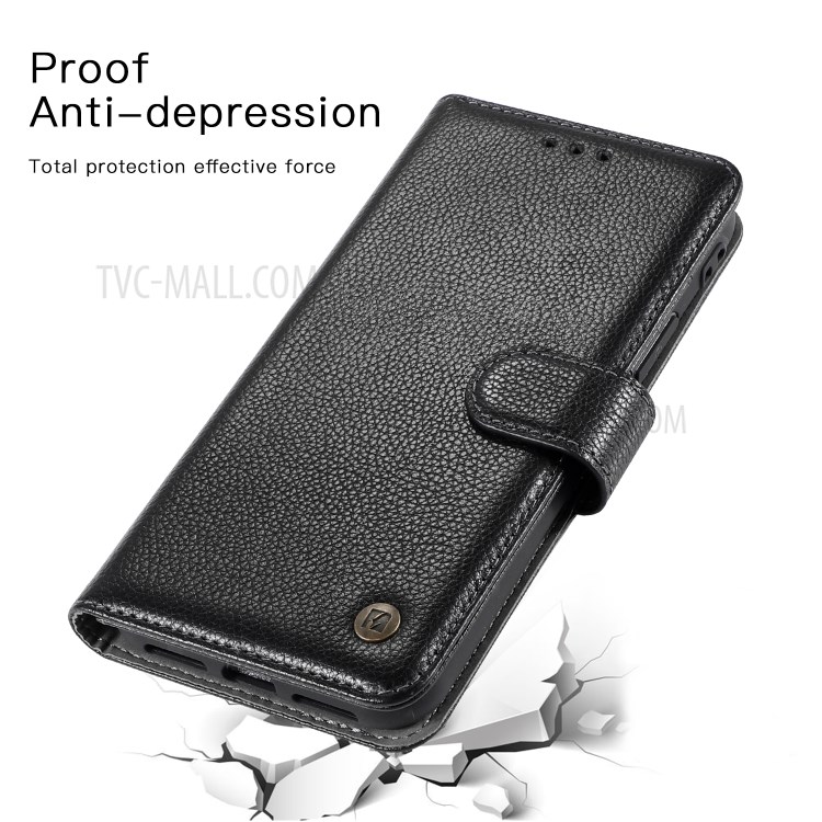 Kaiyue Litchi Texture Couverture Véritable Téléphone Porte-monnaie En Cuir Pour IPhone 11 Pro 5,8 Pouces - Noir-4