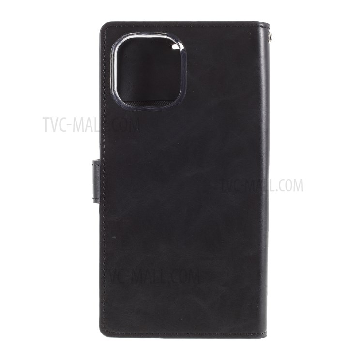 MERCURY GOOSPERY Mansoor Series Wallet Style Leather Cover Case for iPhone 12 5.4-inch - Black-3