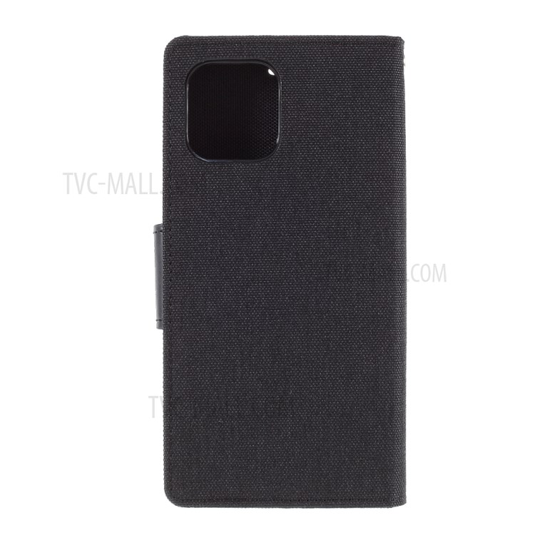 MERCURY GOOSPERY Canvas Diary Leather Cell Phone Cover for iPhone 12 5.4 inch - Black-3