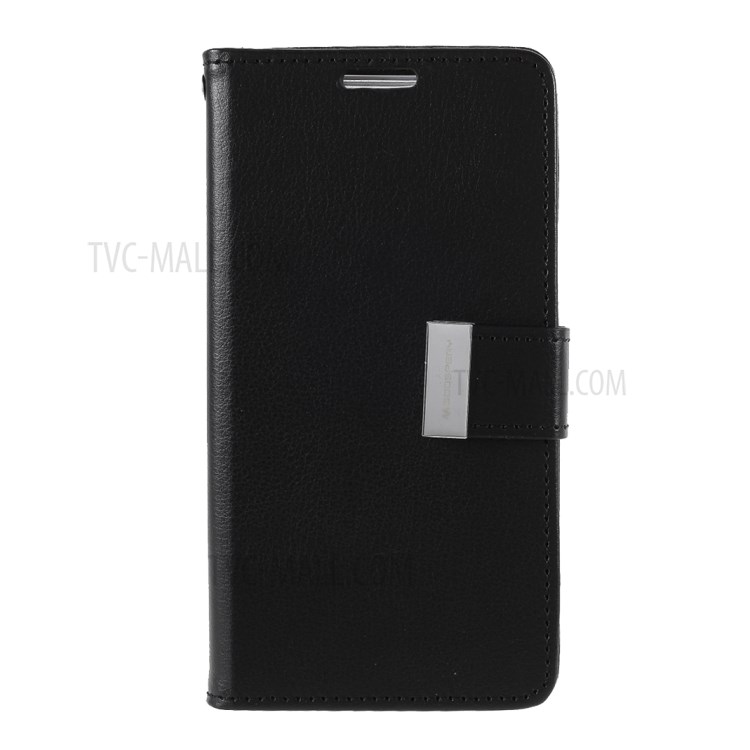 MERCURY GOOSPERY Rich Diary Leather Wallet Protective Case for iPhone 12 5.4 inch - Black-1