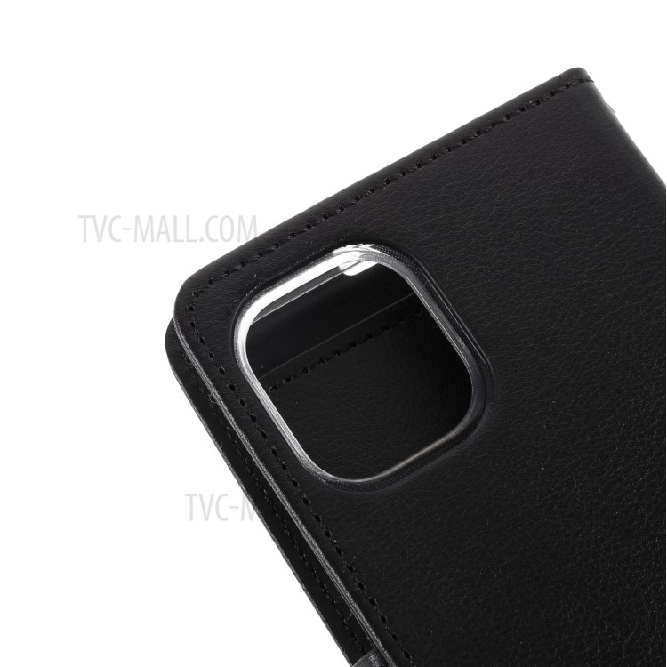 MERCURY GOOSPERY Rich Diary Leather Wallet Protective Case for iPhone 12 5.4 inch - Black-12