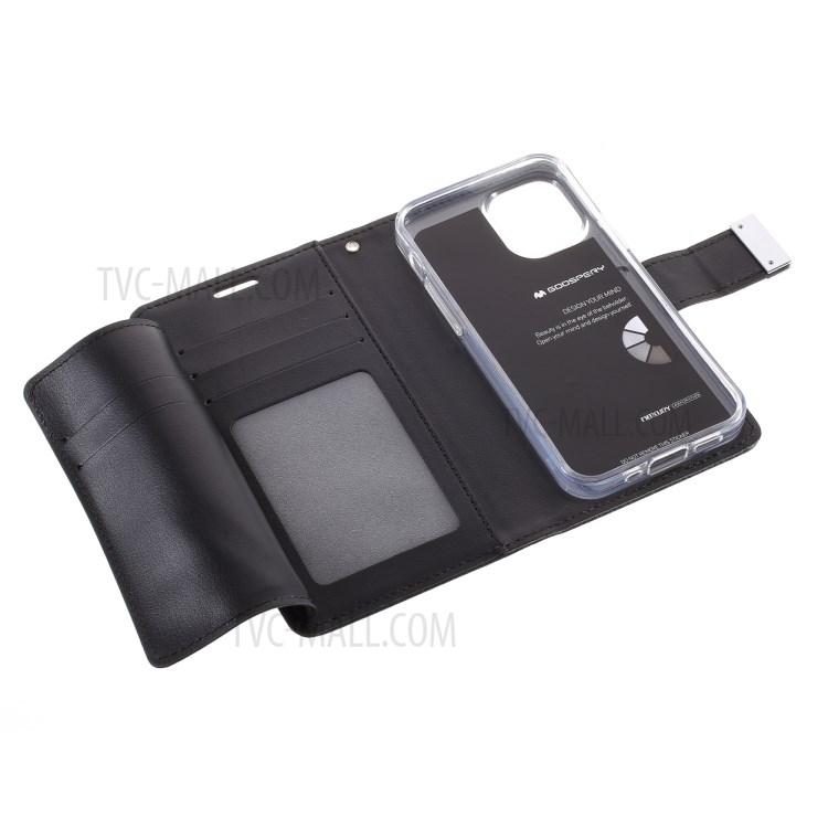 MERCURY GOOSPERY Rich Diary Leather Phone Shell for iPhone 12 Pro/12 Max 6.1 inch - Black-9