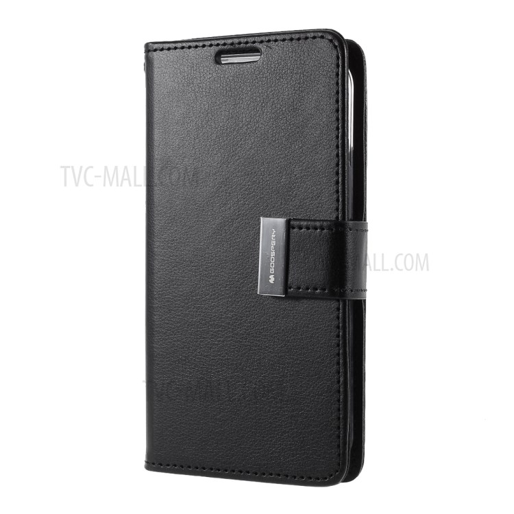 MERCURY GOOSPERY Rich Diary Leather Wallet Cover for iPhone 12 Pro Max 6.7 inch - Black-2