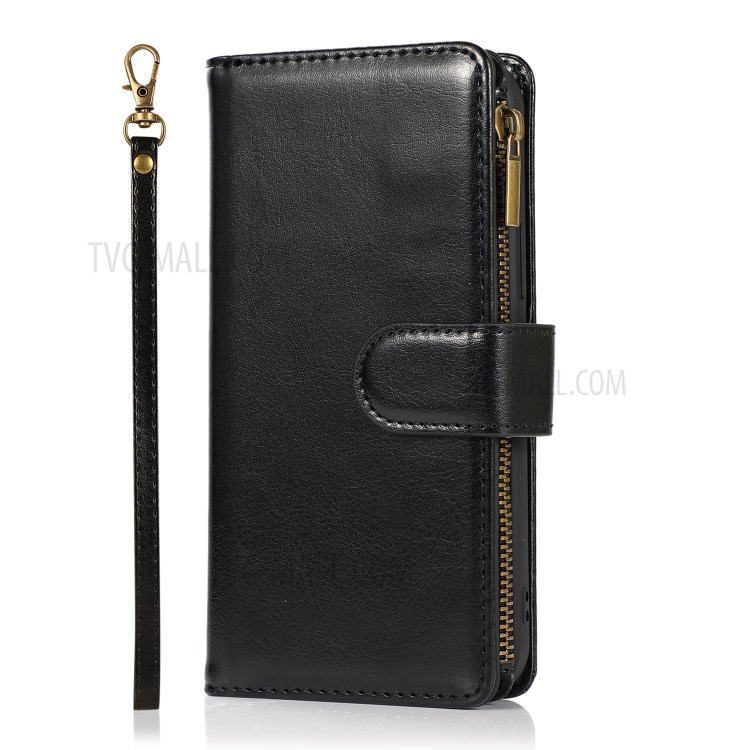 Crazy Horse Leather Coated TPU Wallet Phone Stand Case with 9 Card Slots Kickstand Shell for iPhone 12 mini - Black-2