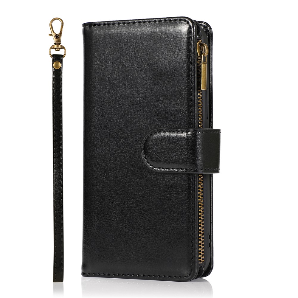 Crazy Horse Leather Coated TPU Wallet Phone Stand Case with 9 Card Slots Kickstand Shell for iPhone 12 Pro Max - Black-2