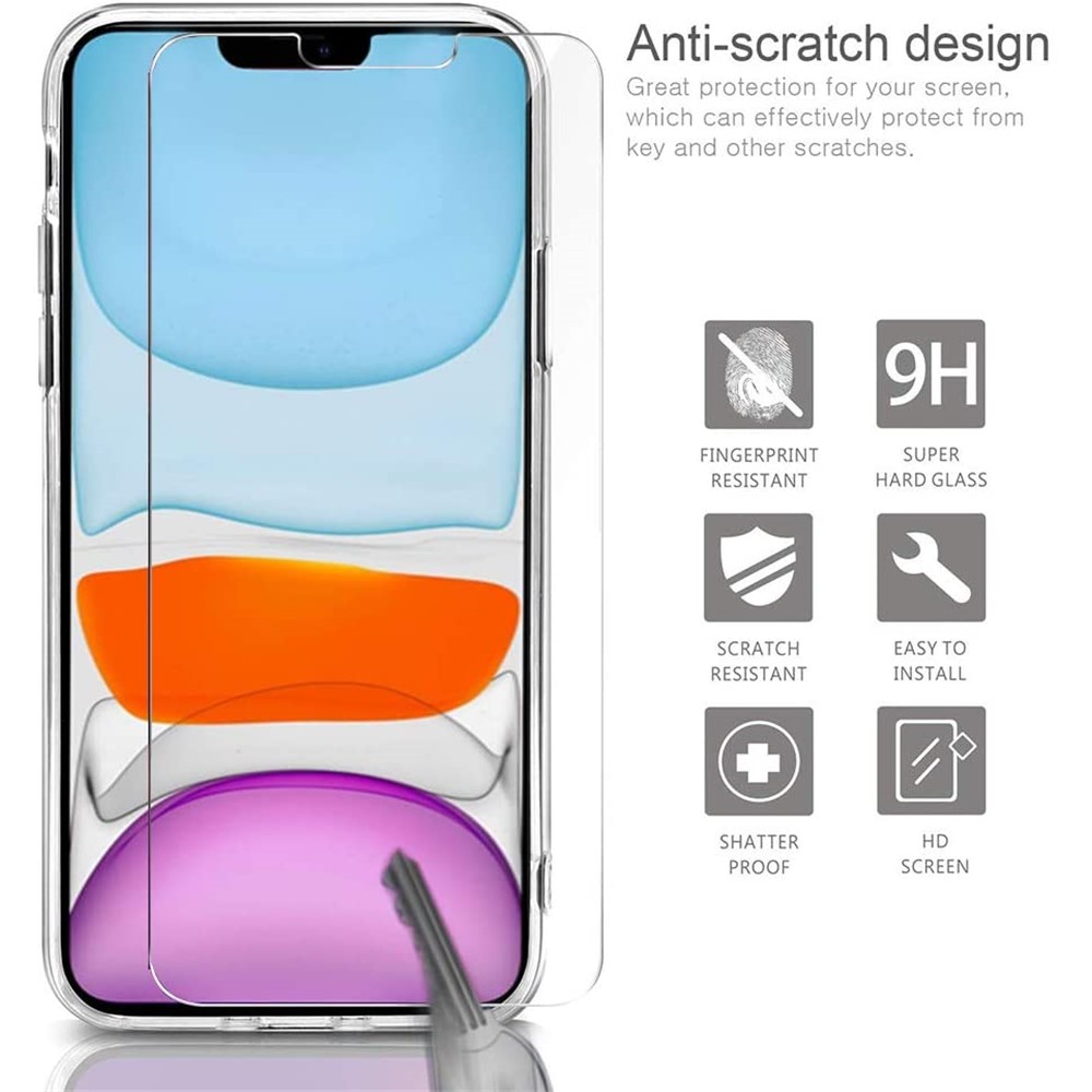 For iPhone 11 6.1 inch TPU Phone Case + Tempered Glass Screen Protector-4