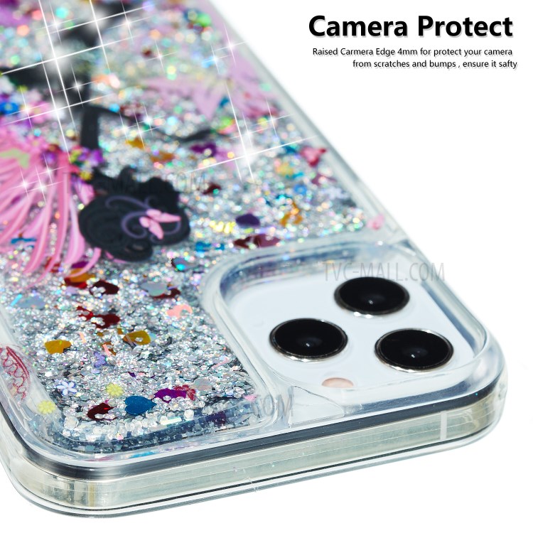 Quicksand Glitter Powder Embossed Pattern Printing TPU Case for iPhone 12/12 Pro - Flower Fairy-4