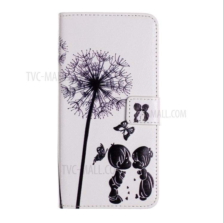 Pattern Printing Leather Case with Wallet Stand Phone Cover for iPhone 12 mini - Dandelion and Couple-2