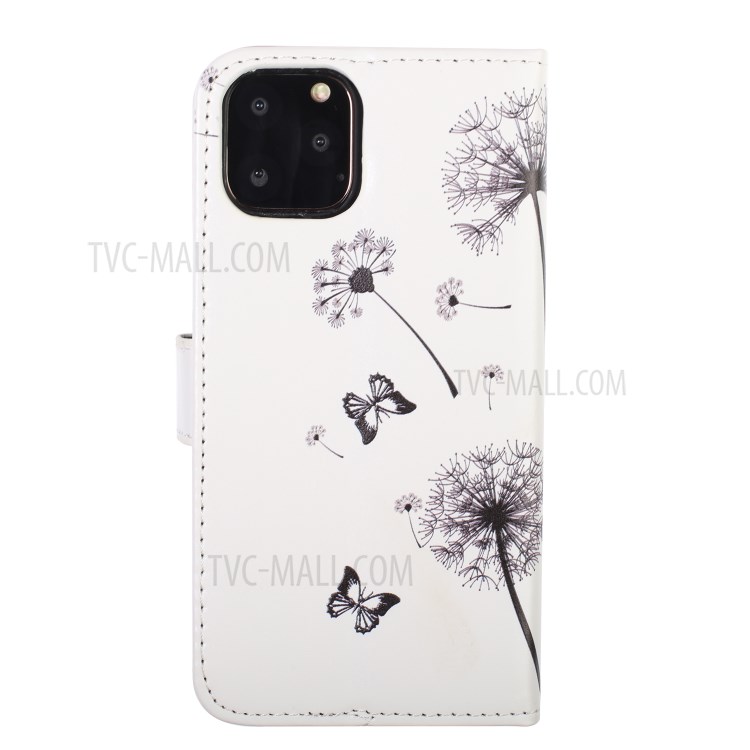 Pattern Printing Leather Case with Wallet Stand Phone Cover for iPhone 12 mini - Dandelion and Couple-3