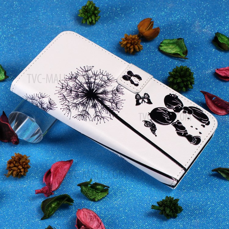 Pattern Printing Leather Case with Wallet Stand Phone Cover for iPhone 12 mini - Dandelion and Couple-7