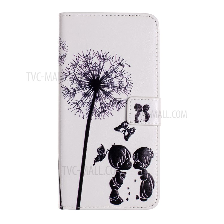 Patterned PU Leather Phone Shell with Wallet Stand for iPhone 12/12 Pro - Dandelion and Couple-2