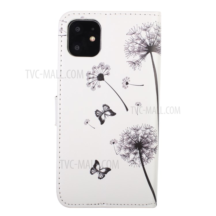 Patterned PU Leather Phone Shell with Wallet Stand for iPhone 12/12 Pro - Dandelion and Couple-3