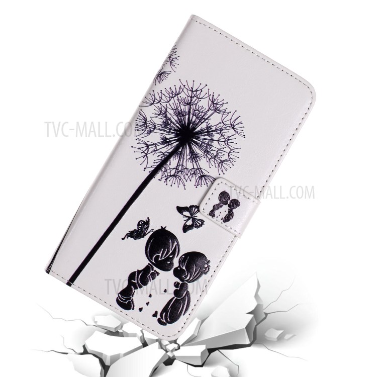 Patterned PU Leather Phone Shell with Wallet Stand for iPhone 12/12 Pro - Dandelion and Couple-6