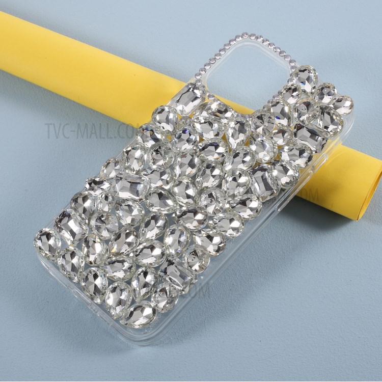 Rhinestone Decoration Crystal White Shell TPU Phone Case for iPhone 12 Pro Max-2