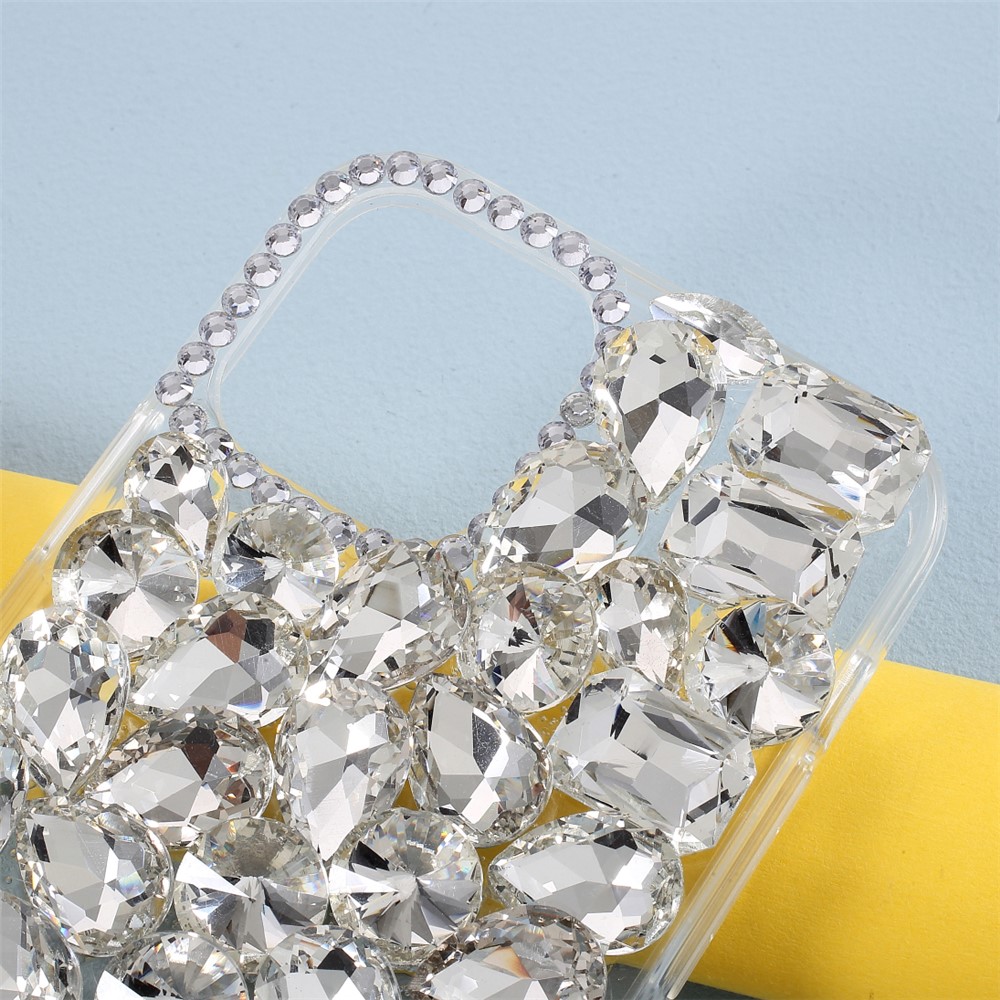 Crystal White Shell Rhinestone Decoration TPU Cell Teleple Tampa Para Iphone 12/12 Pro