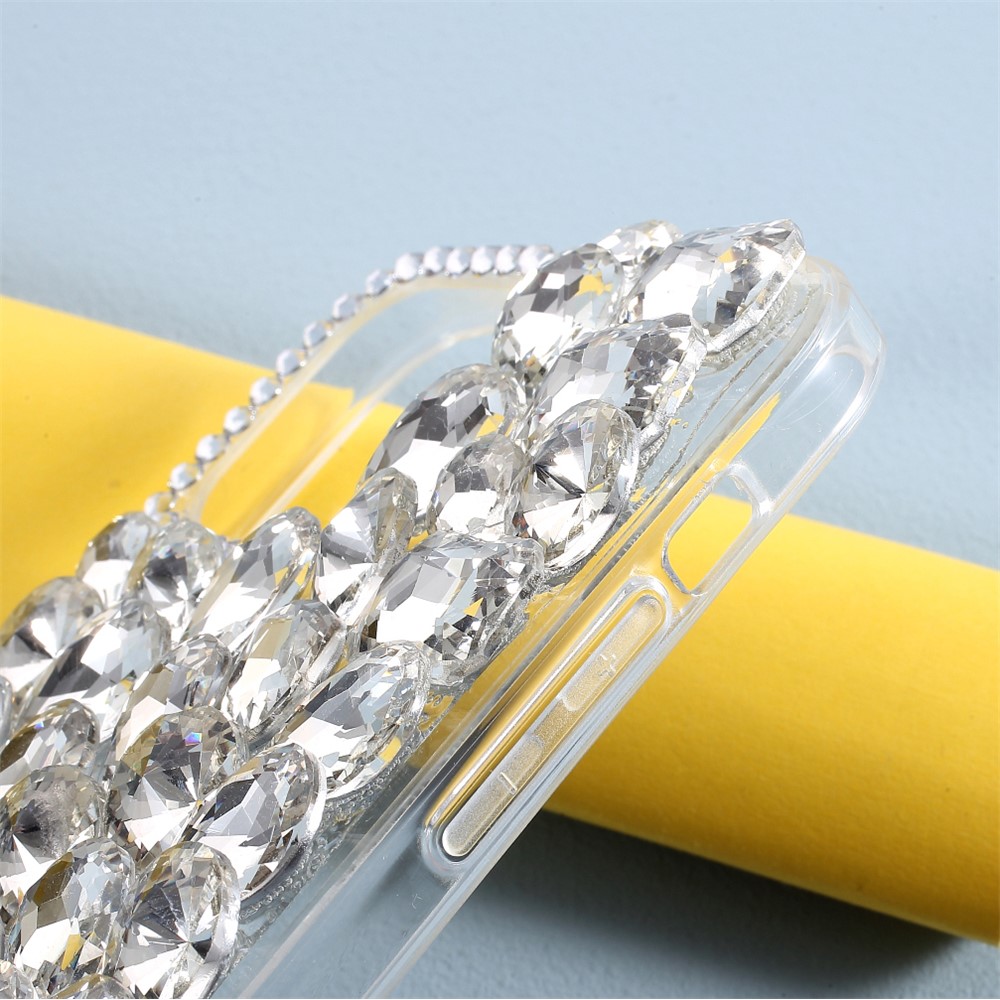 Crystal White Shell Rhinestone Decoration TPU Cell Phone Cover for iPhone 12/12 Pro-6