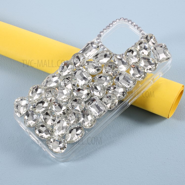 Rhinestone Decoration Crystal White Shell TPU Mobile Phone Case for iPhone 12 mini-2