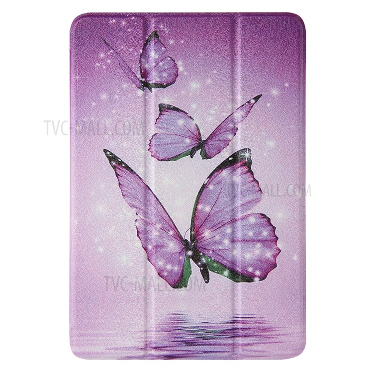 Patterned Leather Case for iPad mini (2019) 7.9 inch/4/2/3/1 Tri-fold Stand Shell - Purple Butterfly-1