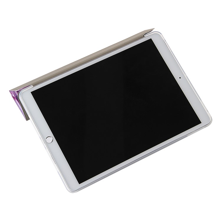 Patterned Leather Case for iPad 10.2 (2020)/10.5 (2020) Tri-fold Stand Tablet Shell - Purple Butterfly-4