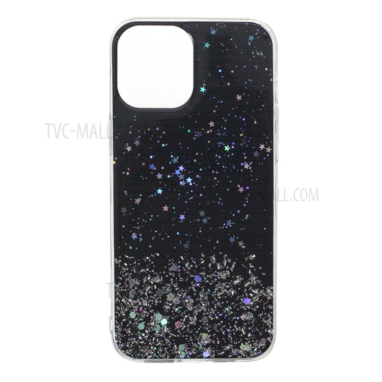 Starry Sky Epoxy Sparkle TPU Shell Phone Case for iPhone 12 Pro Max - Black-1