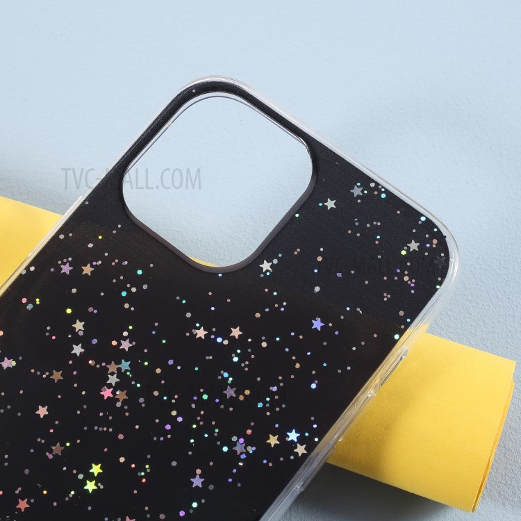 Starry Sky Epoxy Sparkle TPU Shell Phone Case for iPhone 12 Pro Max - Black-3