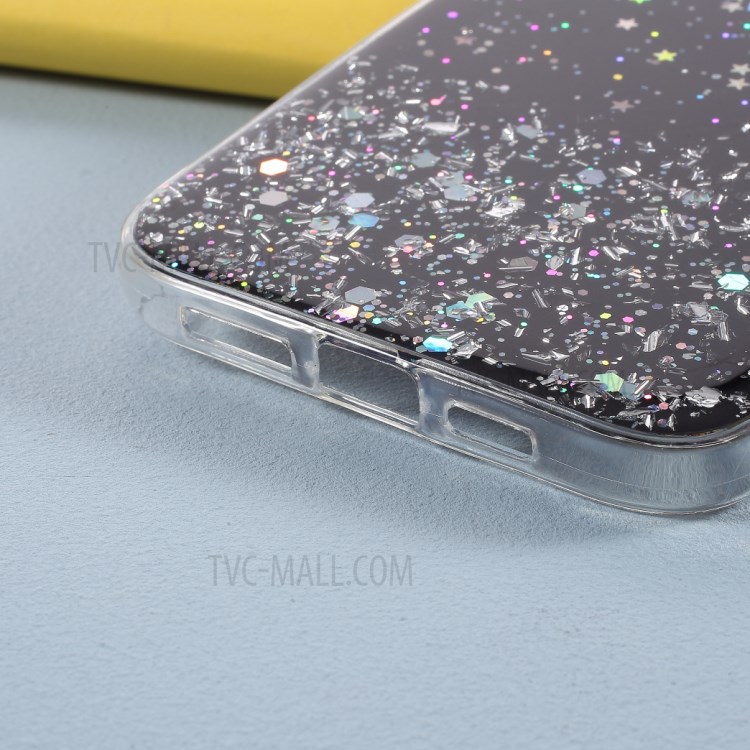 Starry Sky Epoxy Sparkle TPU Shell Phone Case for iPhone 12 Pro Max - Black-4