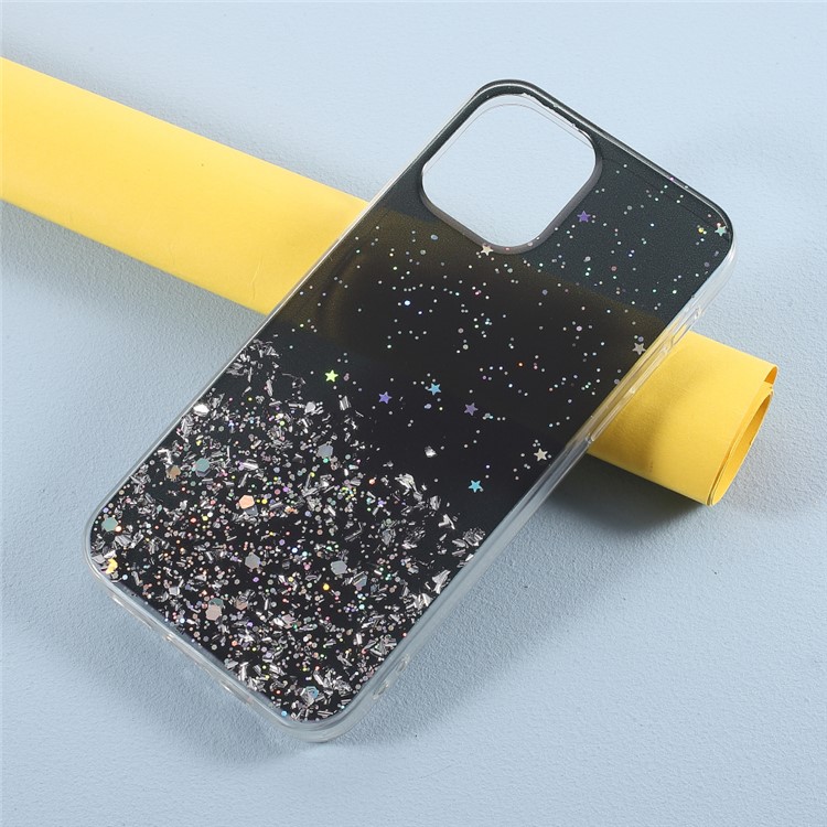 Sparkle Starry Sky Epoxy TPU Shell Case for iPhone 12/12 Pro - Black-2