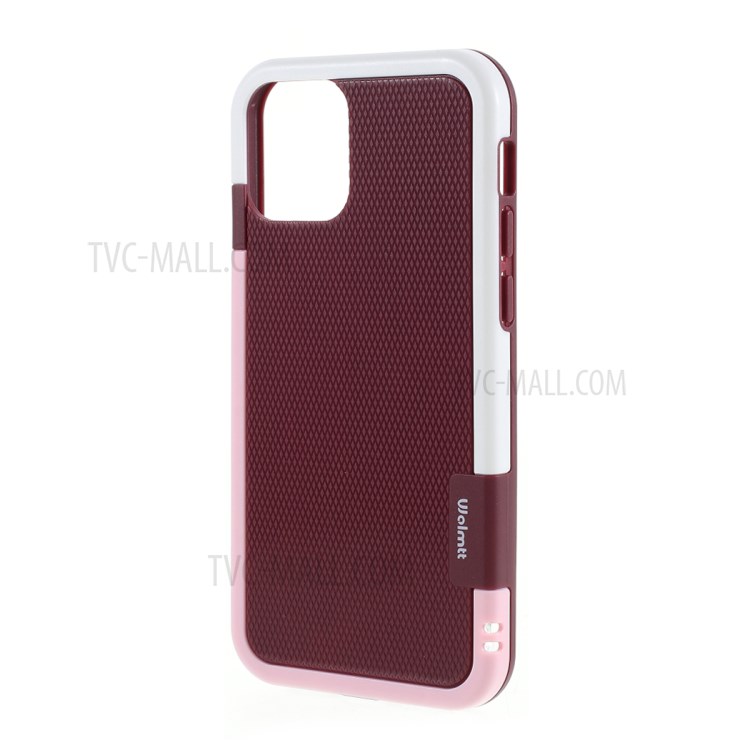Assorted Color Edge PC + TPU Rhombus Texture Back Case for iPhone 12 Mini - Wine Red-2