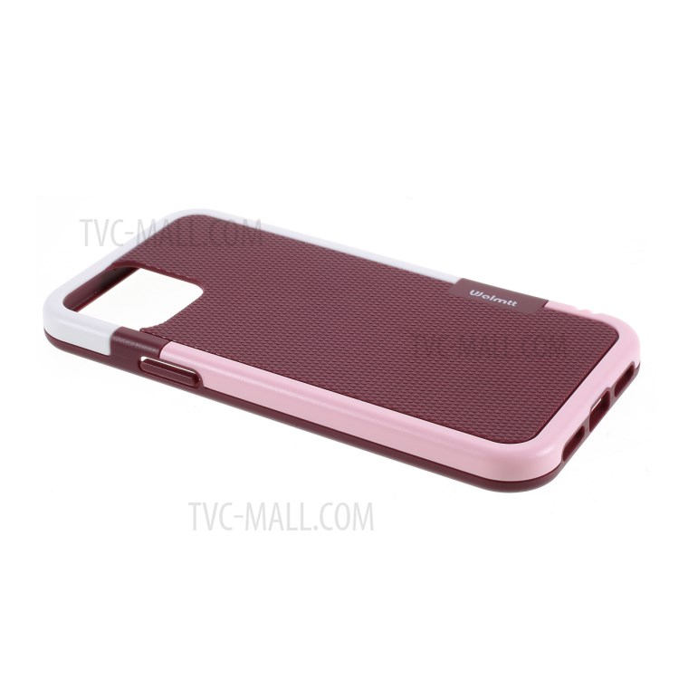 Assorted Color Edge PC + TPU Rhombus Texture Back Case for iPhone 12 Mini - Wine Red-4